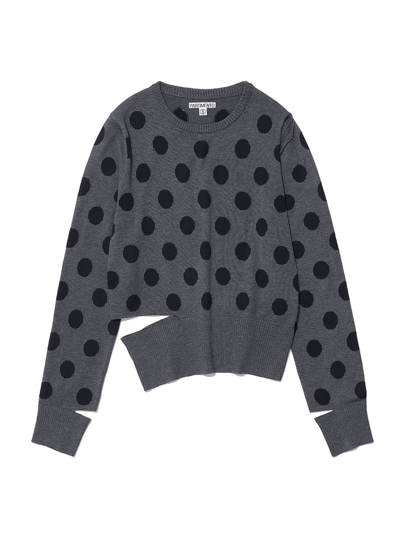 Cut-Out Polka Dot Knit Charcoal