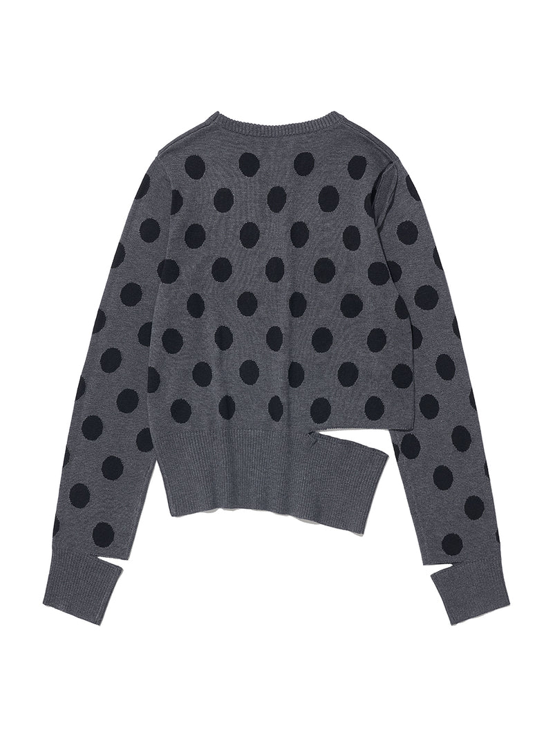 Cut-Out Polka Dot Knit Charcoal