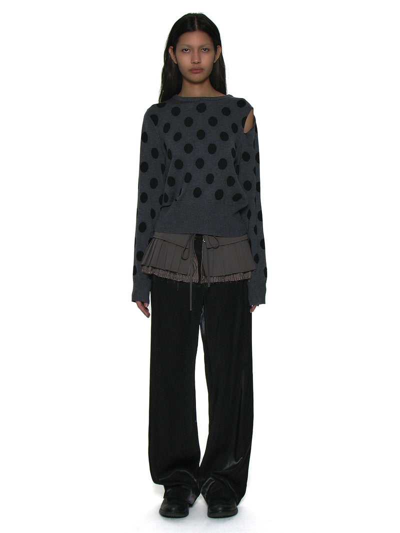Cut-Out Polka Dot Knit Charcoal