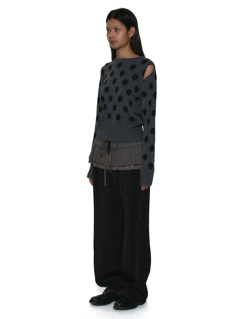 Cut-Out Polka Dot Knit Charcoal
