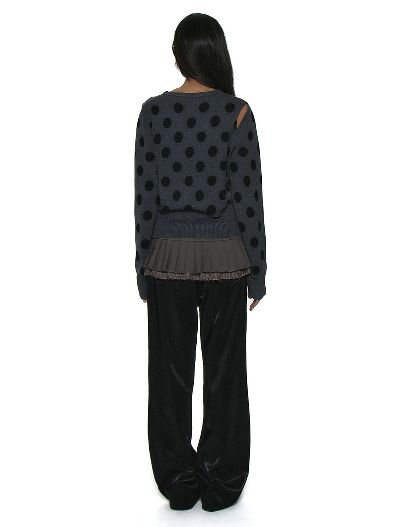 Cut-Out Polka Dot Knit Charcoal