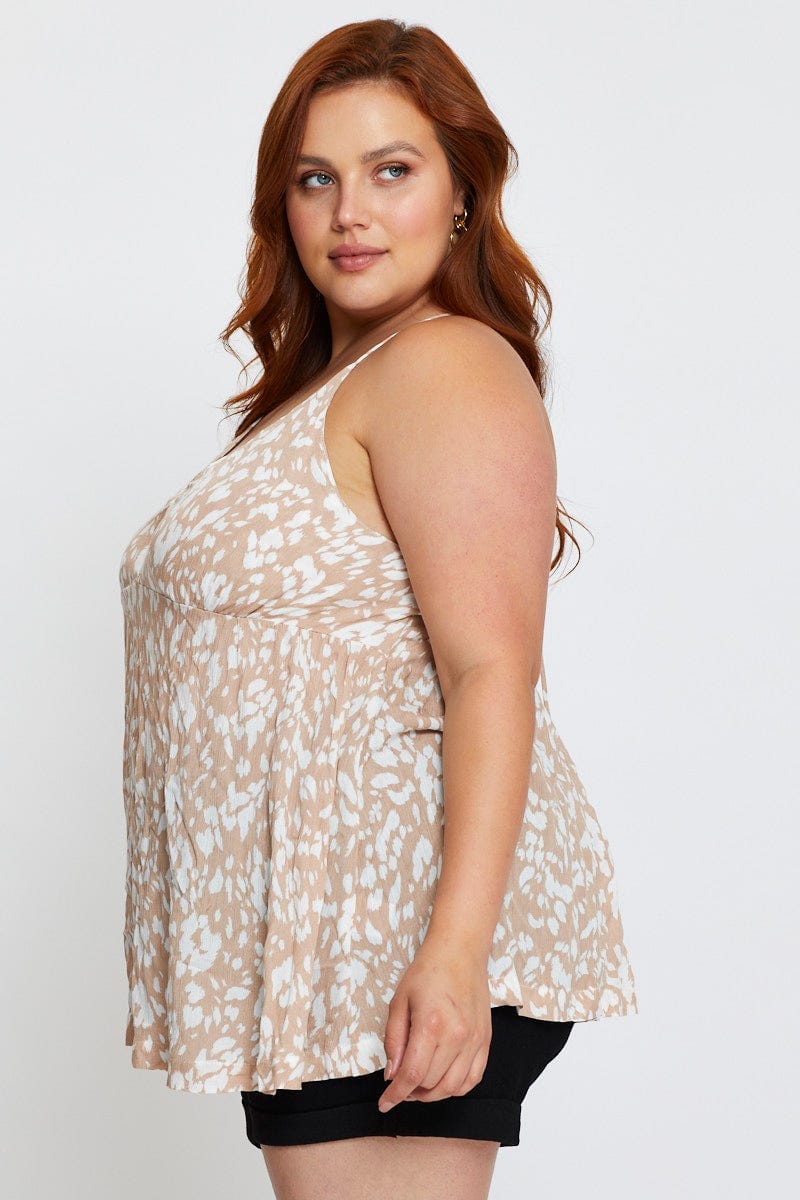 Animal Print Singlet Top Cut Out