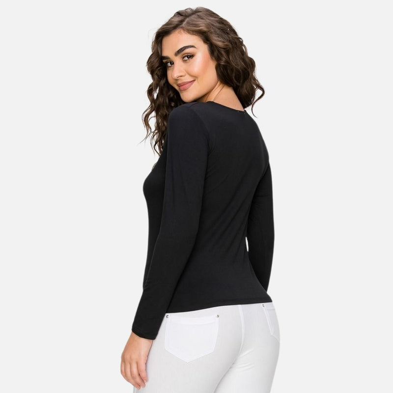 Black Cut-Out crew Neck Top