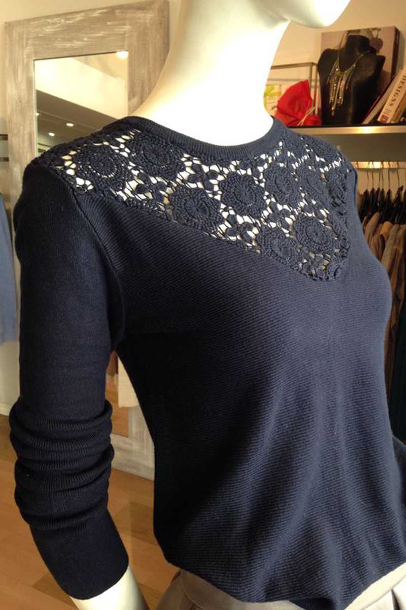 Raquel Cut Out Wool Top Marine
