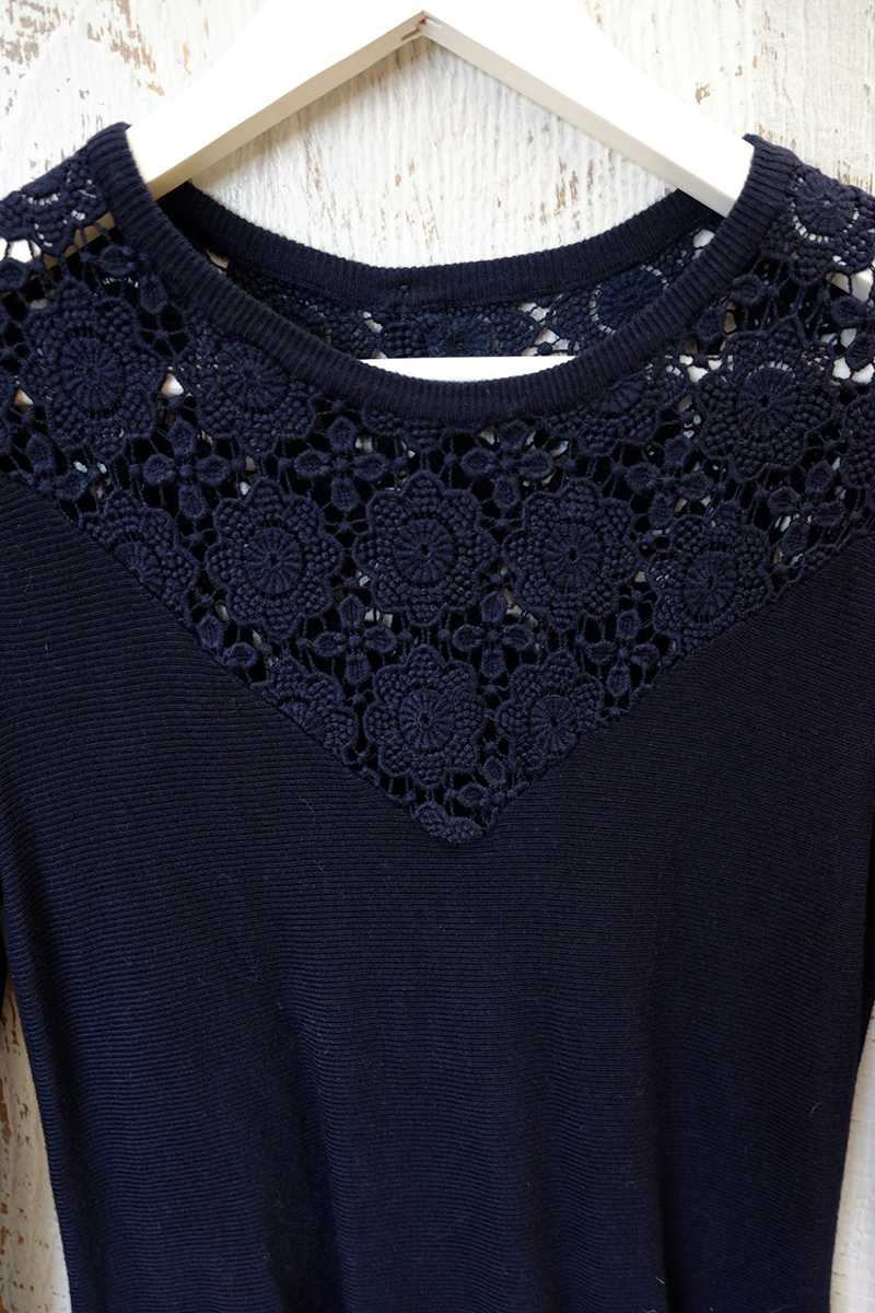 Raquel Cut Out Wool Top Marine