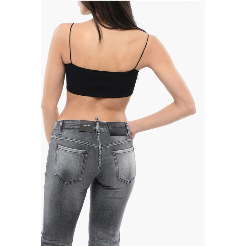 Dsquared² Cut-out Bras Top with Pearls