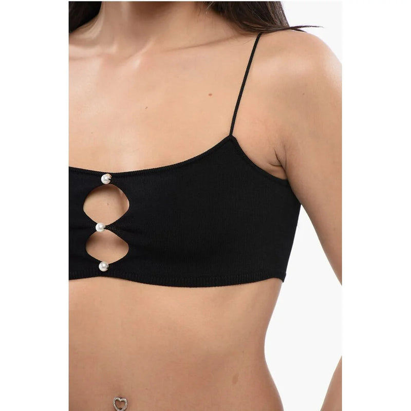 Dsquared² Cut-out Bras Top with Pearls