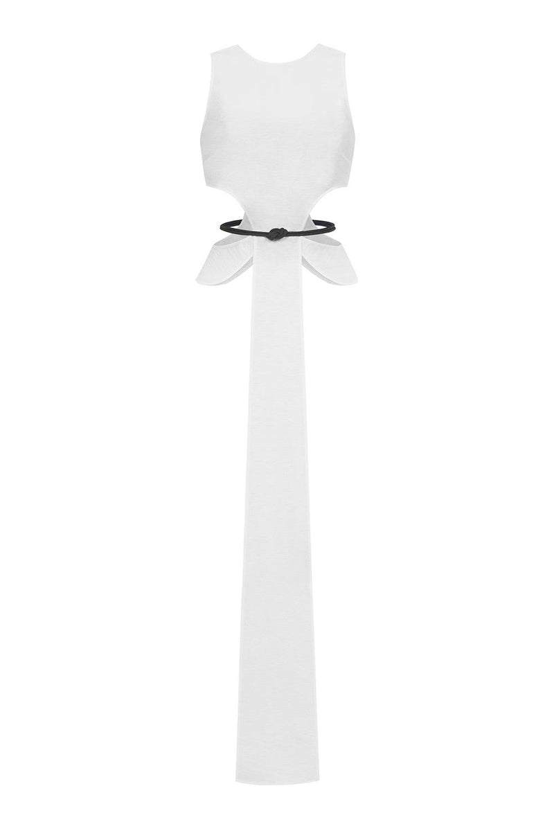 Lac Asymmetric Cut-Out Polyester Blend Ankle Length Top