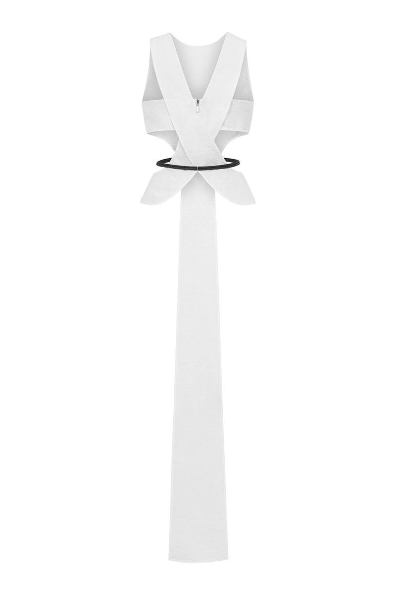 Lac Asymmetric Cut-Out Polyester Blend Ankle Length Top