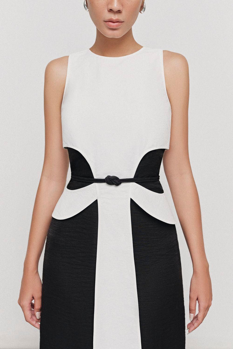 Lac Asymmetric Cut-Out Polyester Blend Ankle Length Top