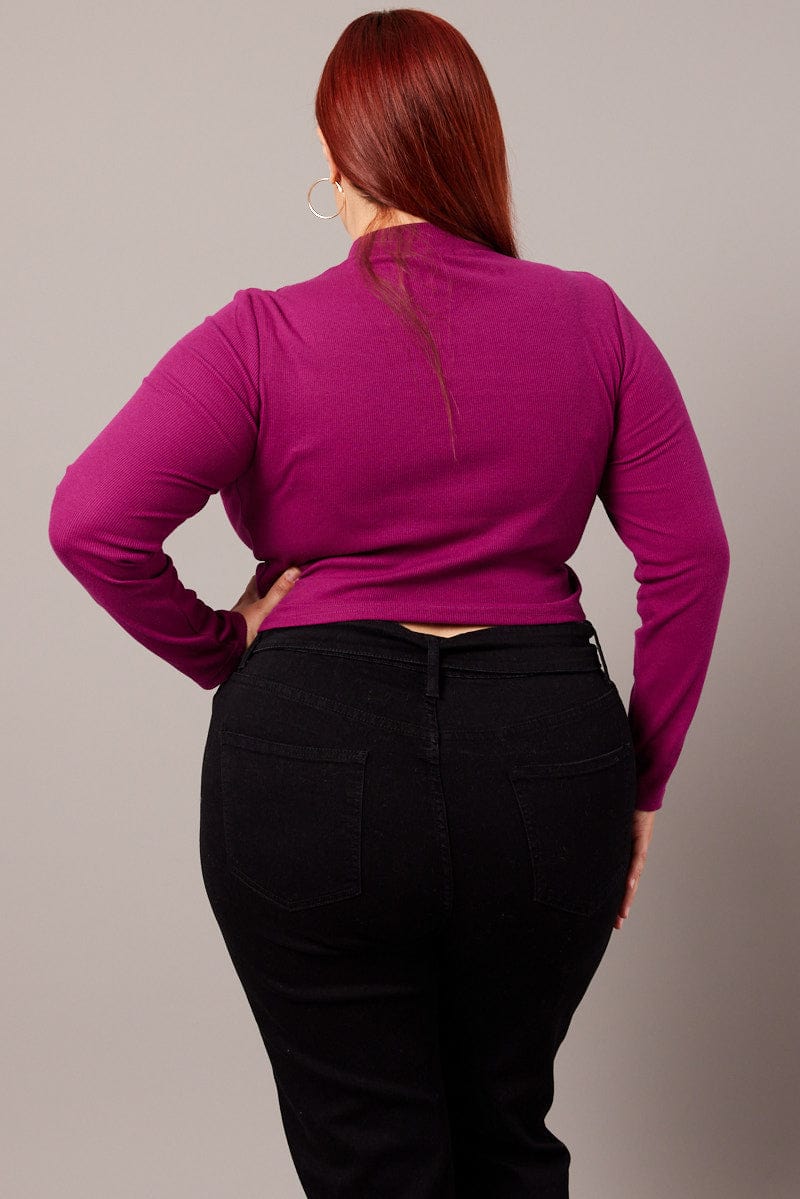 Pink Cut Out Top Long Sleeve High Neck