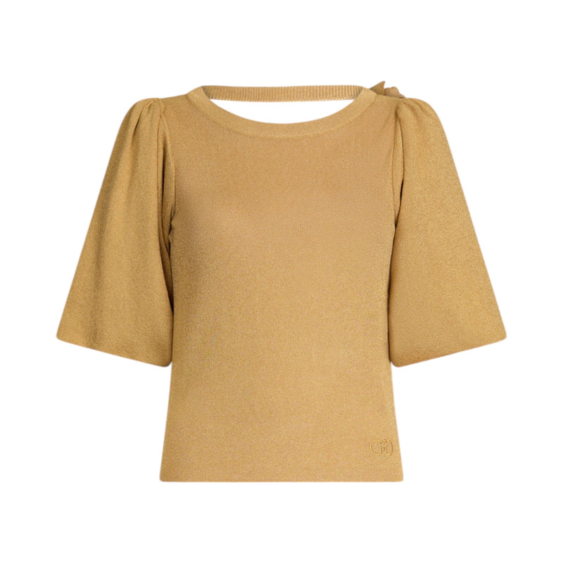 Top donna color oro con cut-out