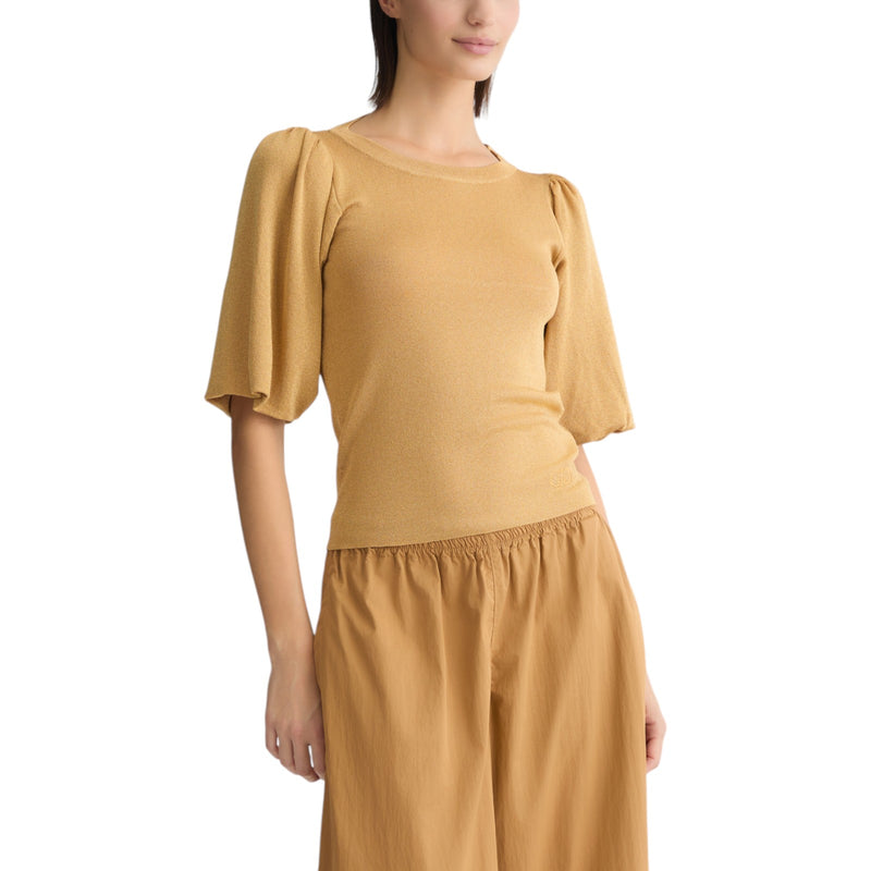 Top donna color oro con cut-out