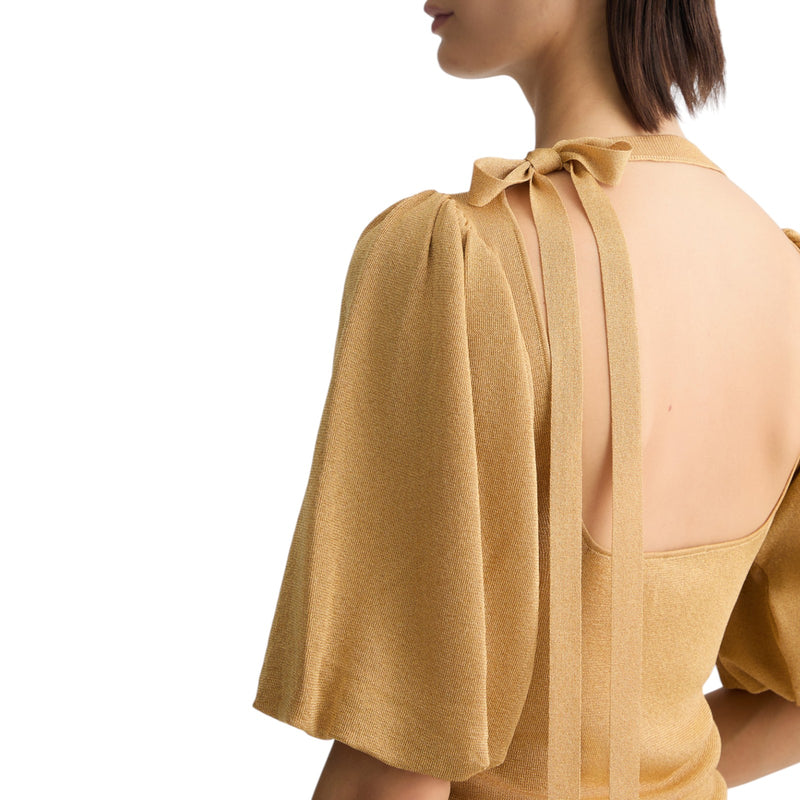 Top donna color oro con cut-out