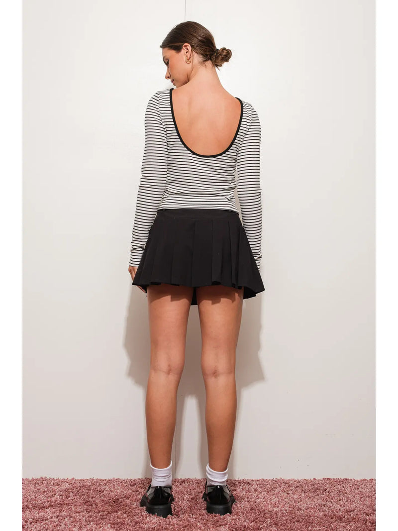 Black and White Backless Striped Top