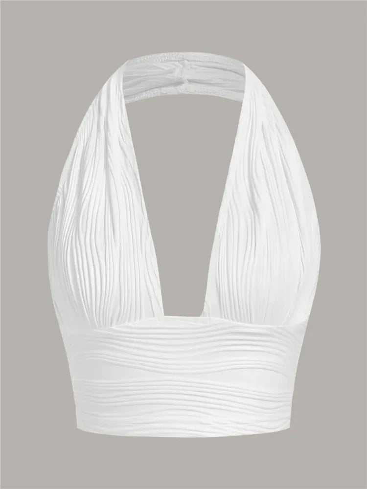 Women's Halter Backless Crop Tops Fashion Designer S-L Singlets
