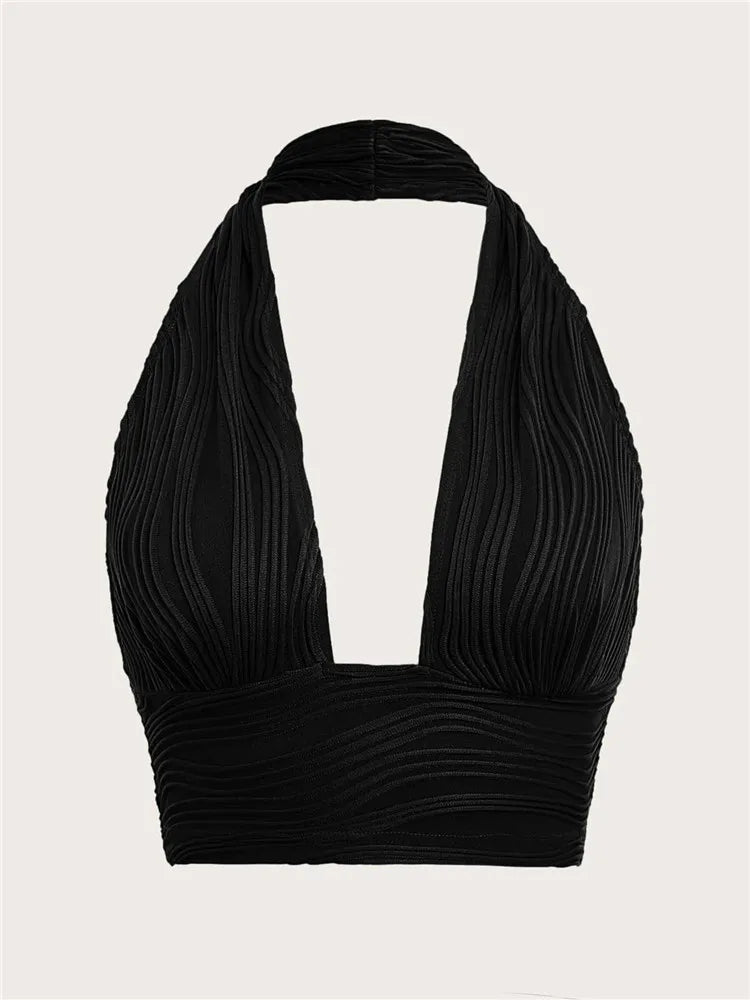 Women's Halter Backless Crop Tops Fashion Designer S-L Singlets