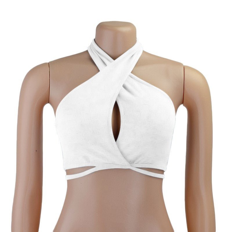 2023 New Women Sexy Cross Halter Tank Tops Y2K Fashion Off-the-shoulder Tie Up Crop Tops Club Party Wear Lady Backless Vest Tops