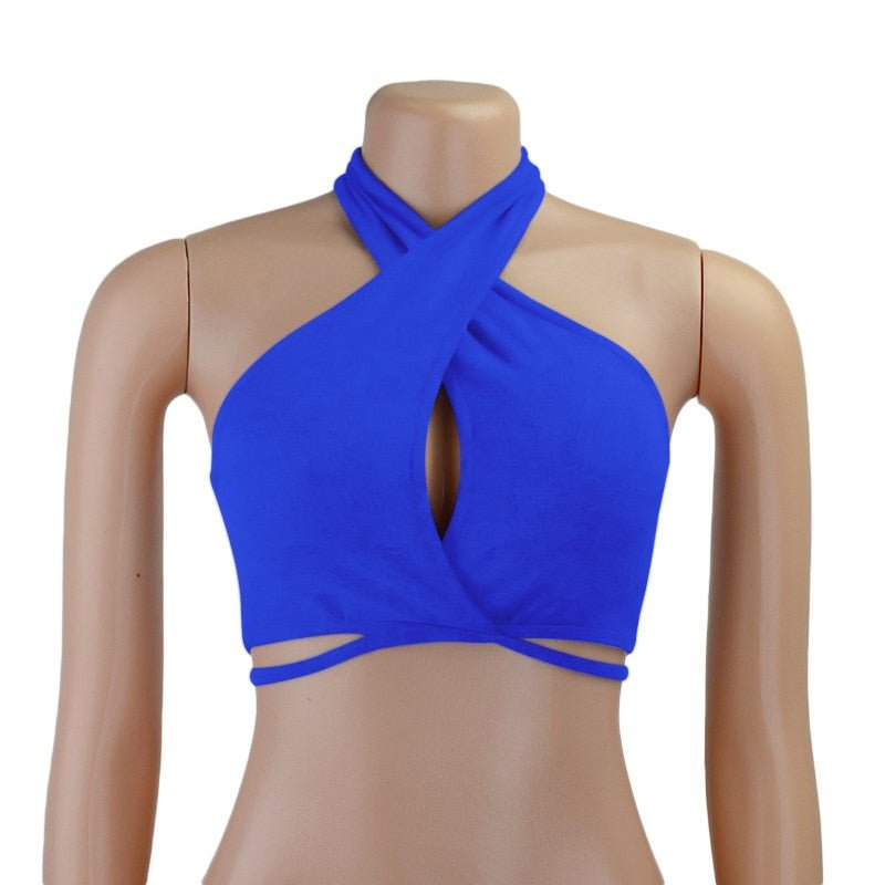 2023 New Women Sexy Cross Halter Tank Tops Y2K Fashion Off-the-shoulder Tie Up Crop Tops Club Party Wear Lady Backless Vest Tops