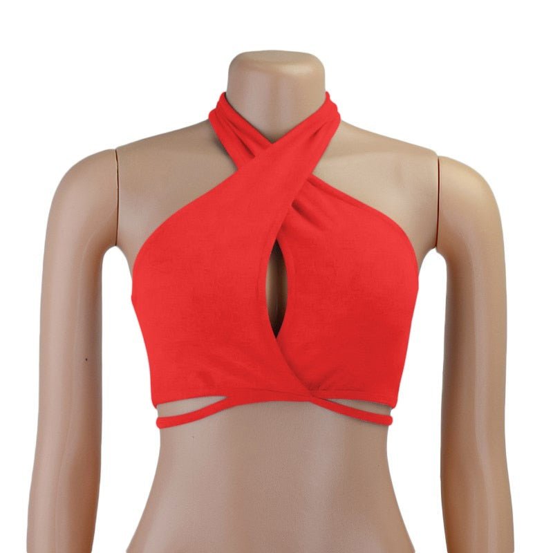 2023 New Women Sexy Cross Halter Tank Tops Y2K Fashion Off-the-shoulder Tie Up Crop Tops Club Party Wear Lady Backless Vest Tops