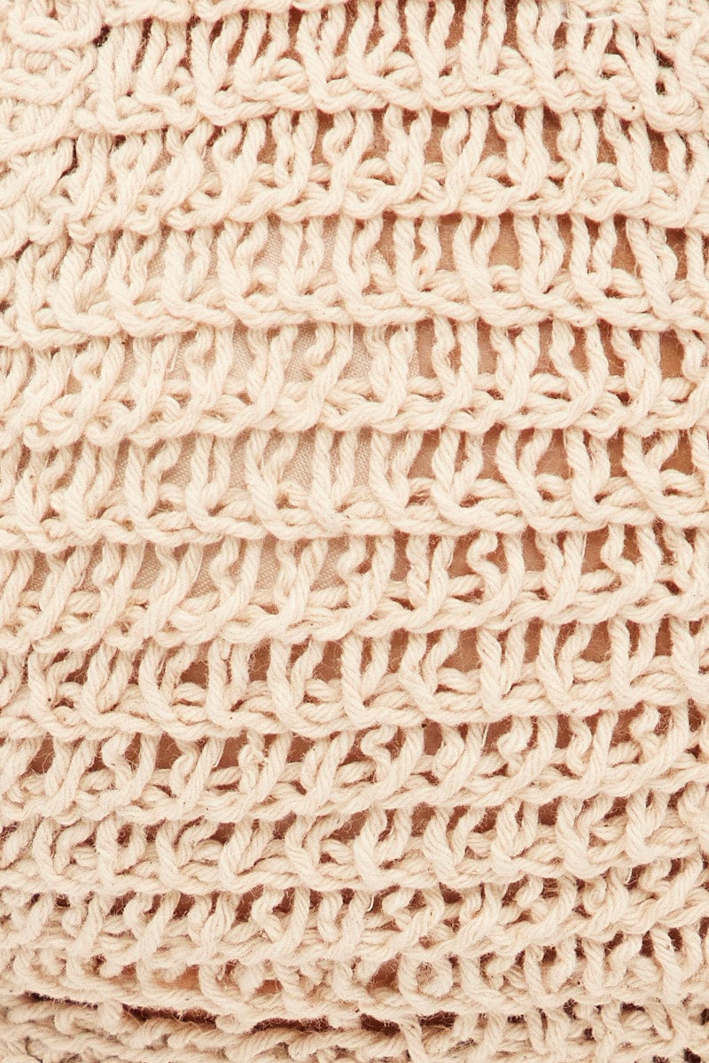 Beige Butterfly Knit Top Backless