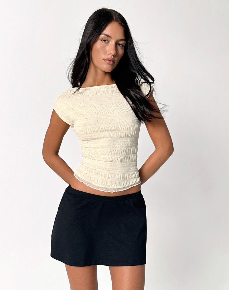 Erika Backless Top in Sequin Mesh Ivory