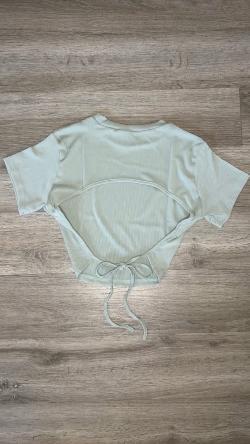 Backless Tie Crop - GREEN
