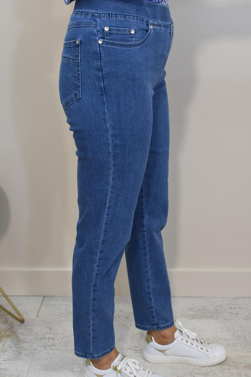 Anna Montana Blue Denim Angelika Jump In Super Stretch 7/8 Jeans-1106SNOS