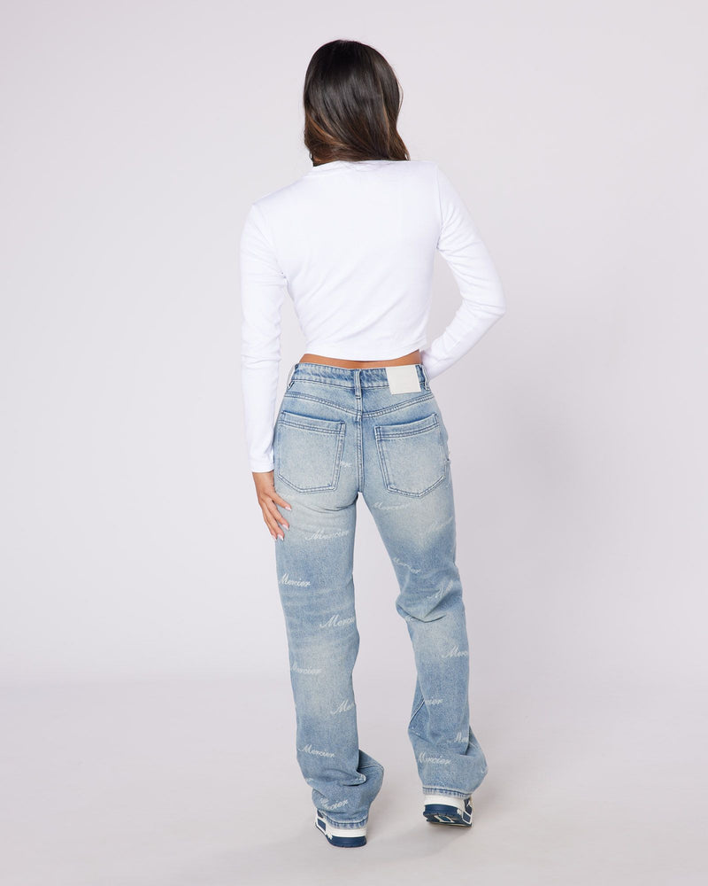Womens Script Denim Jeans