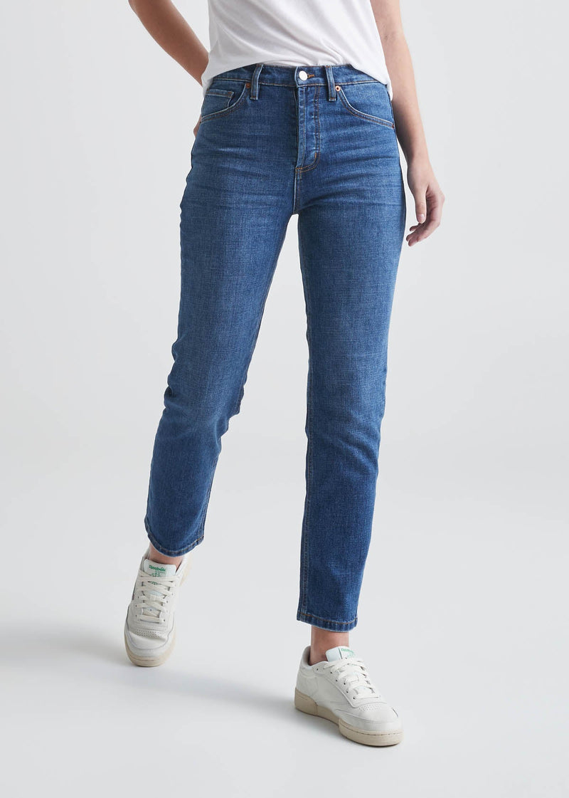 Midweight Denim High Rise Straight (Button Fly) - Medium Blue