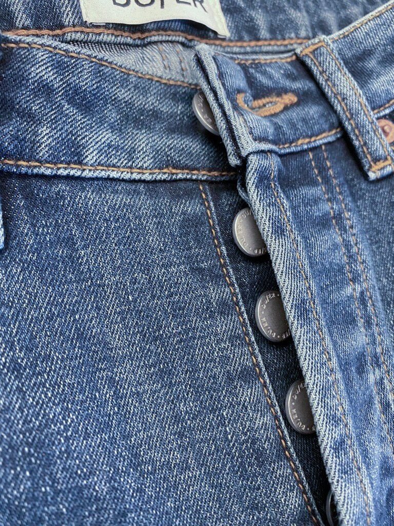 Midweight Denim High Rise Straight (Button Fly) - Medium Blue