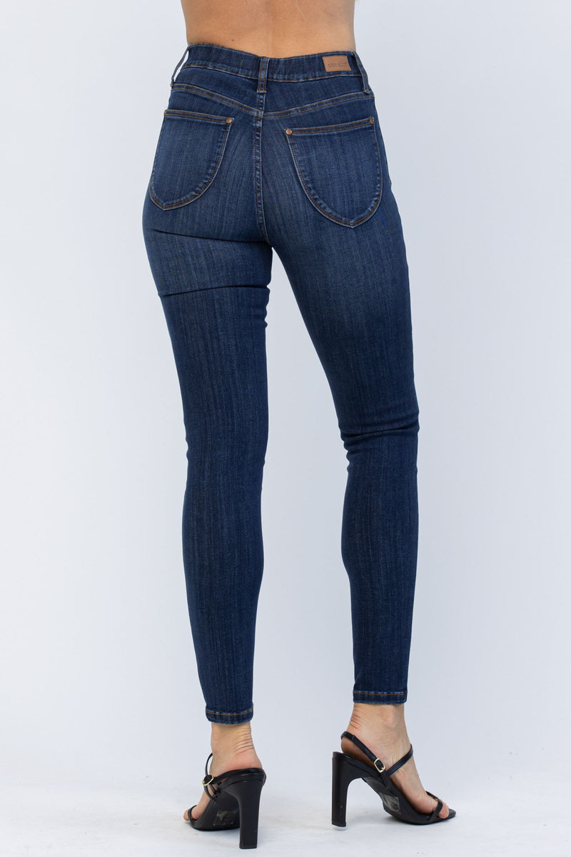 Judy Blue High Waist Pull-On w/ Front + Back Patch Pockets Skinny Denim Jeans 88539