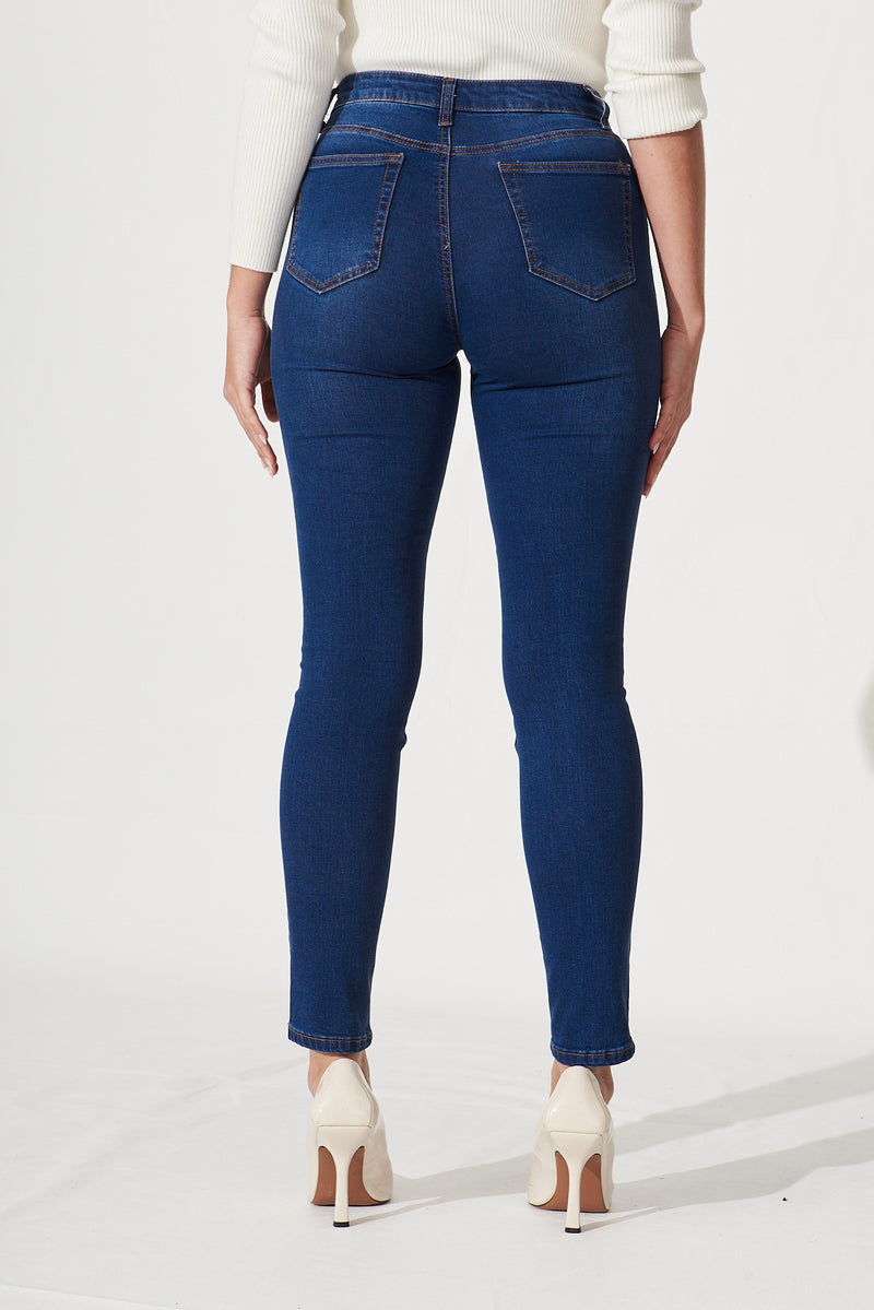 Piper High Rise Skinny Jean In Dark Blue Denim