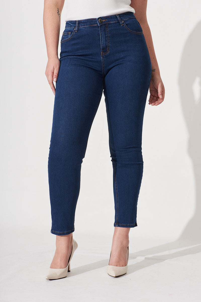 Piper High Rise Skinny Jean In Dark Blue Denim