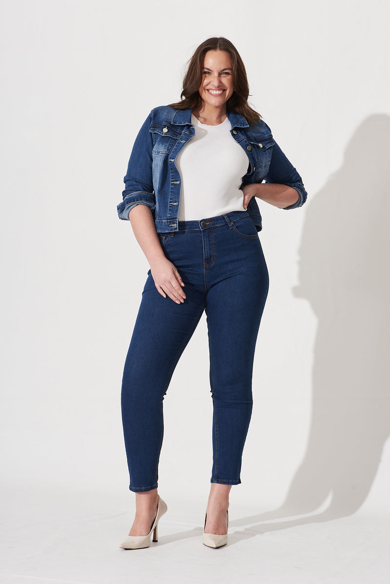 Piper High Rise Skinny Jean In Dark Blue Denim