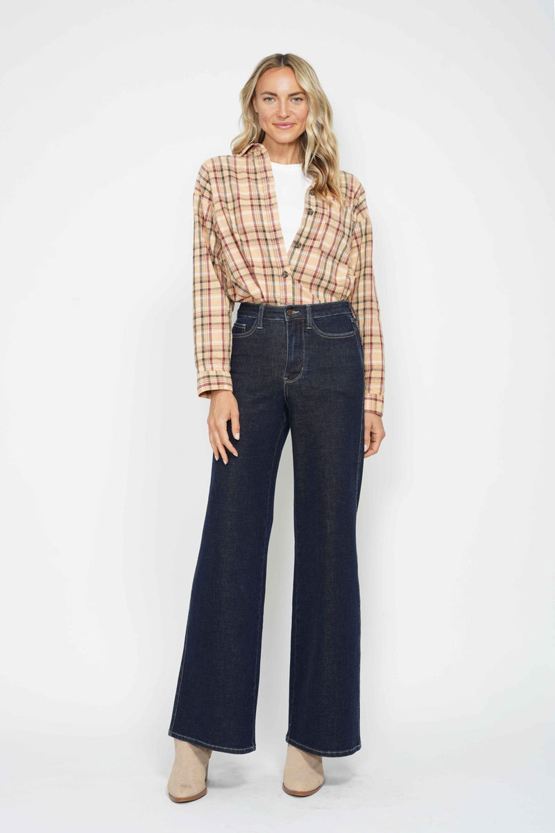 Judy Blue High Waist Tummy Control Retro Wide Leg Denim Jeans 88849