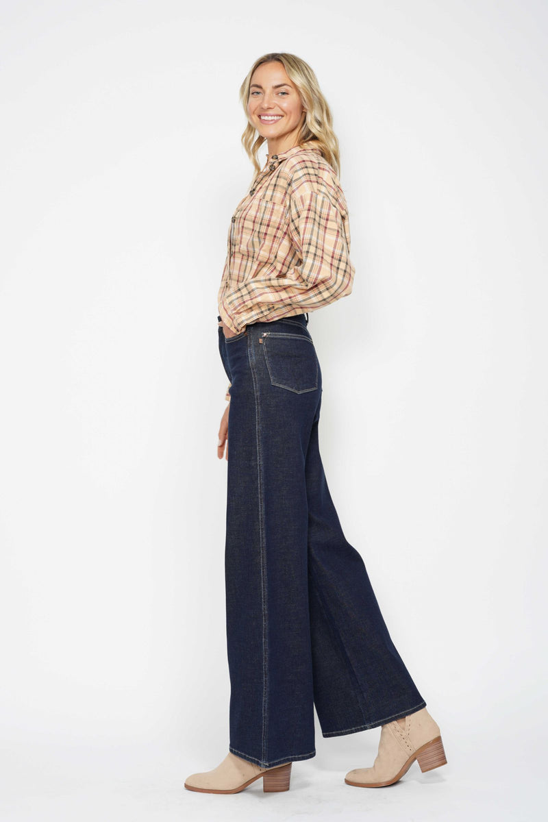 Judy Blue High Waist Tummy Control Retro Wide Leg Denim Jeans 88849