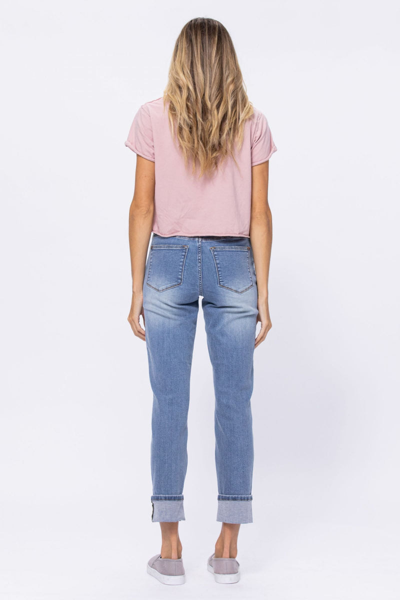 Judy Blue High Waist Vintage Wash Boyfriend Denim Jeans 88337