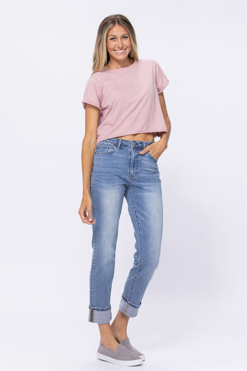 Judy Blue High Waist Vintage Wash Boyfriend Denim Jeans 88337