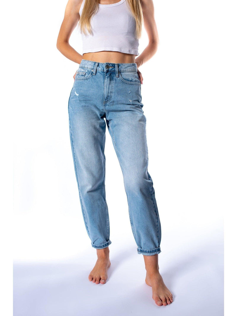 Miss Selfridge Women's High Waist 'Mom' Jeans - Light Bluewash Denim
