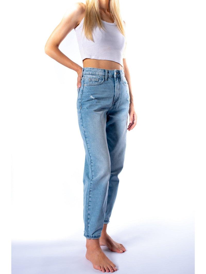 Miss Selfridge Women's High Waist 'Mom' Jeans - Light Bluewash Denim