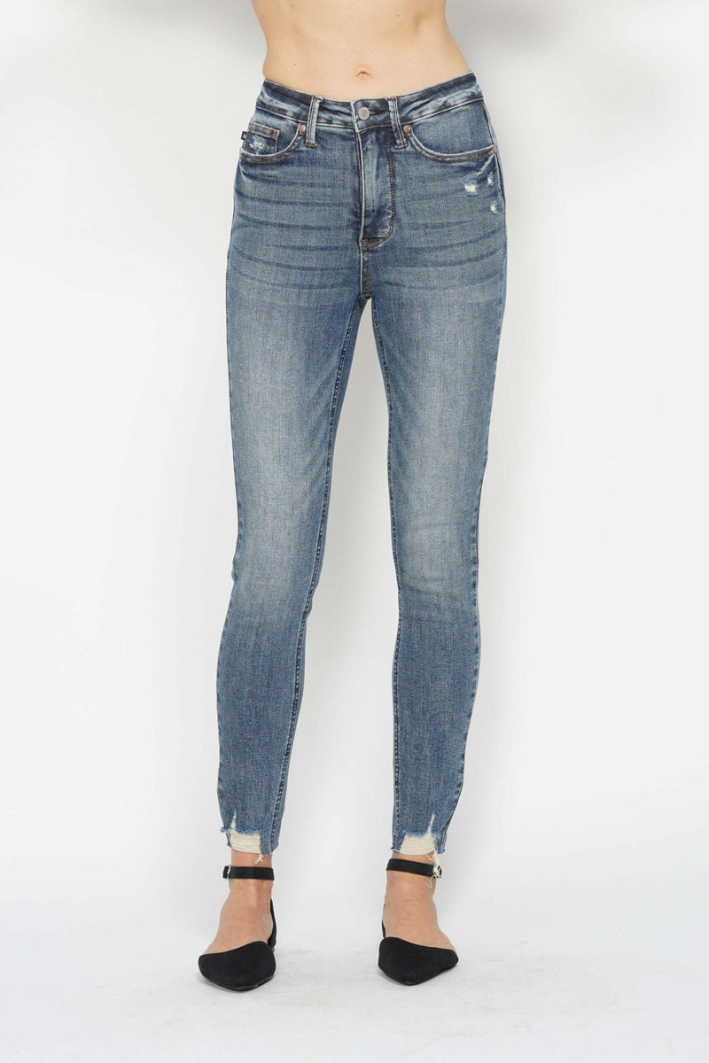 Judy Blue High Waist Tummy Control Vintage Wash Destroy Skinny Denim Jeans 88769