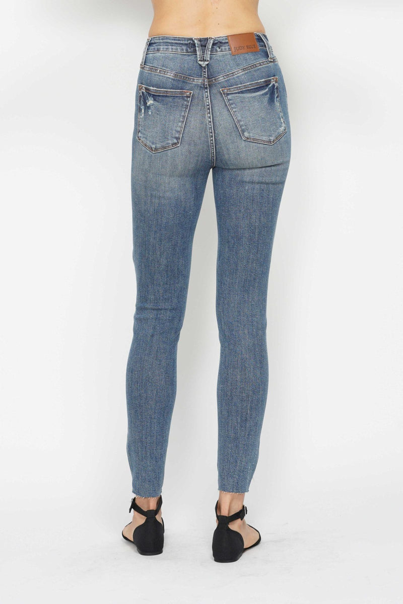 Judy Blue High Waist Tummy Control Vintage Wash Destroy Skinny Denim Jeans 88769