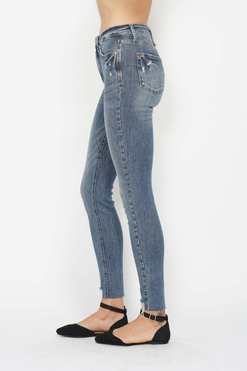 Judy Blue High Waist Tummy Control Vintage Wash Destroy Skinny Denim Jeans 88769