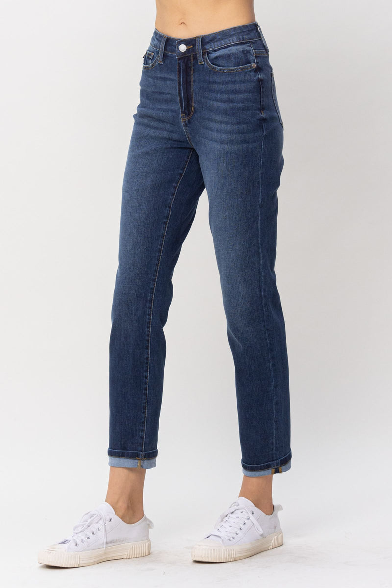 Judy Blue High Waist Cool Denim Jeans Sustainable Cuff Boyfriend Denim Jeans 88608