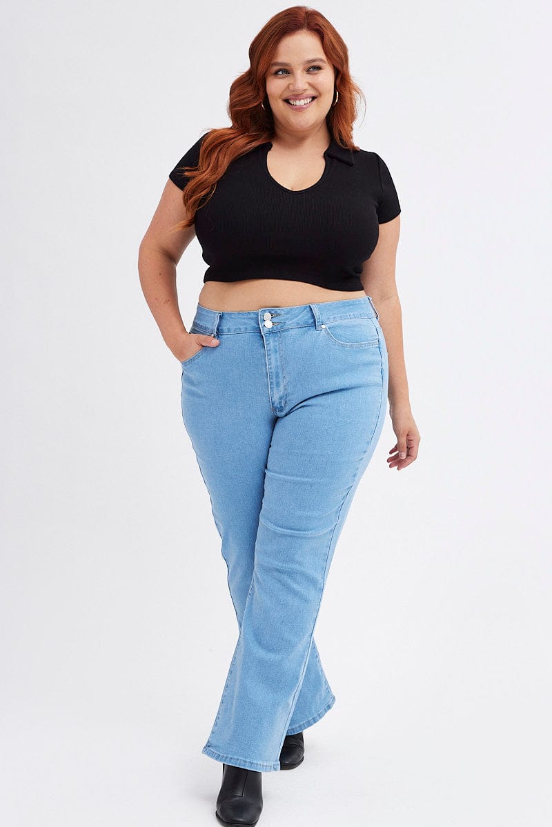Denim Flare Denim Jeans Mid Rise
