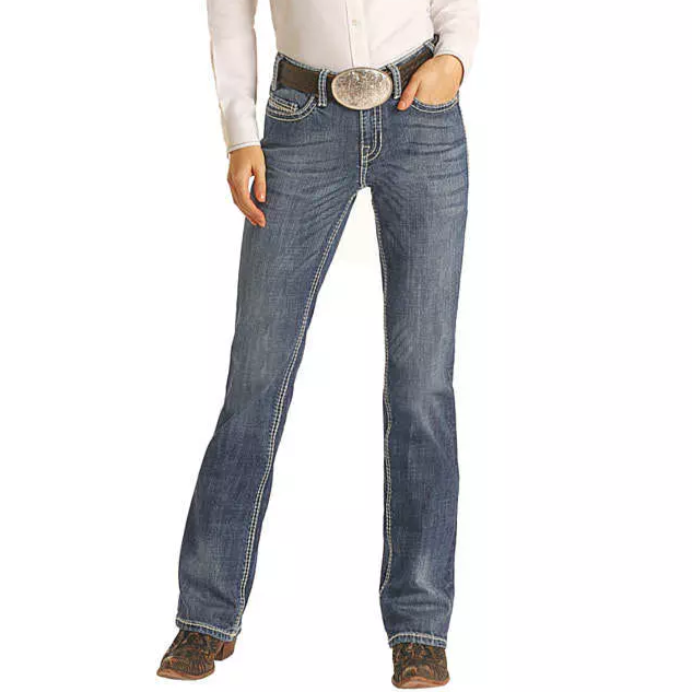 Rock & Roll Denim® Ladies Dark Vintage Bootcut Riding Jeans W7-2709