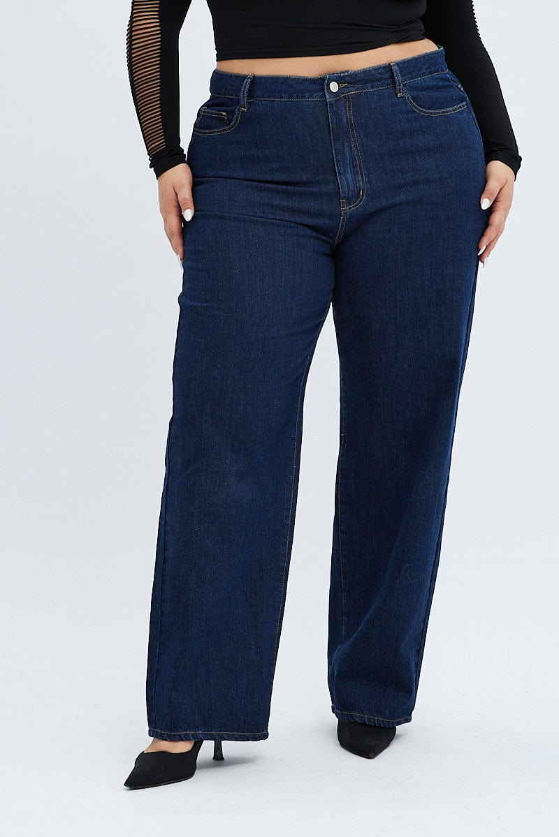 Denim Baggy Denim Jeans Mid Rise