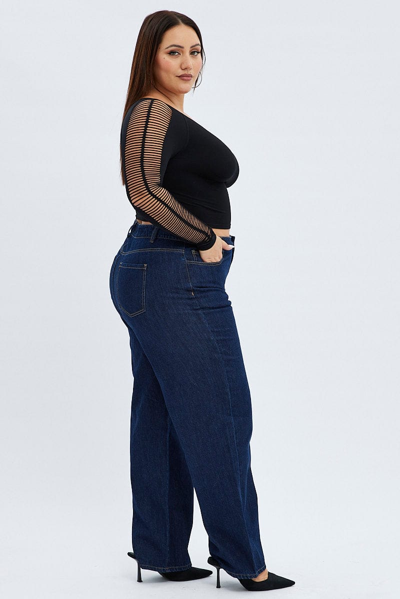 Denim Baggy Denim Jeans Mid Rise