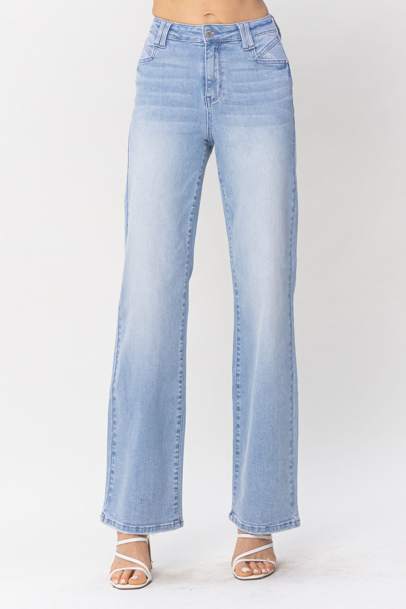 Judy Blue High Waist W/ Pocket Details Wide Leg Denim Jeans 88619